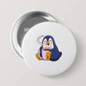Pinguin mit Kaffee-Cup Button (Vorne & Hinten)