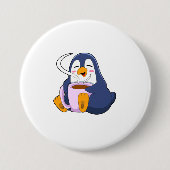 Pinguin mit Kaffee-Cup Button (Vorderseite)