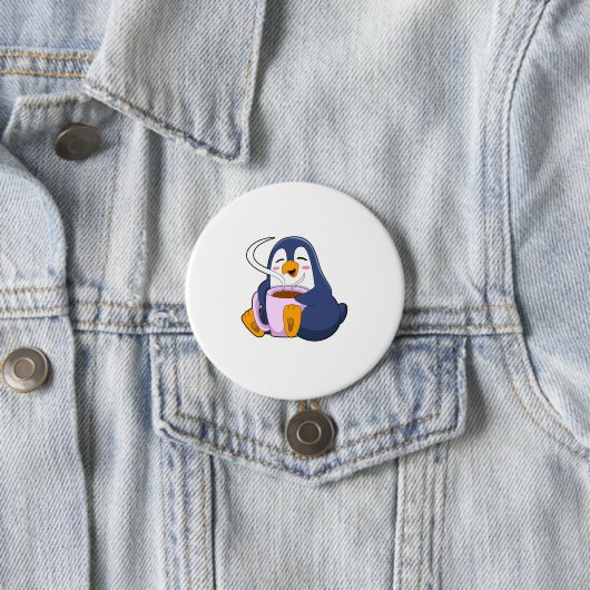 Pinguin mit Kaffee-Cup Button (Beispiel)