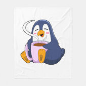 Pinguin mit Kaffee-Cup Fleecedecke (Vorderseite)