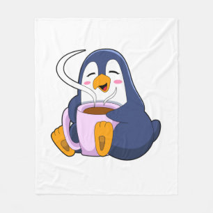 Pinguin mit Kaffee-Cup Fleecedecke