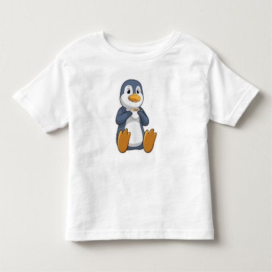 Pinguin mit Kaffee-Cup Kleinkind T-shirt (Vorderseite)