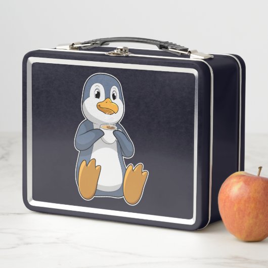 Pinguin mit Kaffee-Cup Metall Brotdose (Beispiel)