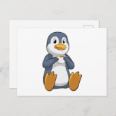 Pinguin mit Kaffee-Cup Postkarte (Vorne/Hinten)