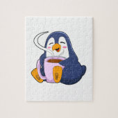 Pinguin mit Kaffee-Cup Puzzle (Vertikal)