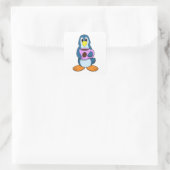 Pinguin mit Kaffee-Cup Quadratischer Aufkleber (Tasche)
