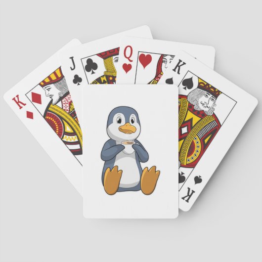 Pinguin mit Kaffee-Cup Spielkarten (Rückseite)