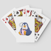 Pinguin mit Kaffee-Cup Spielkarten (Rückseite)