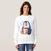 Pinguin mit Kaffee-Cup Sweatshirt (Vorne ganz)