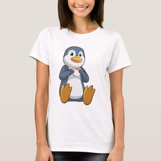Pinguin mit Kaffee-Cup T-Shirt (Vorderseite)