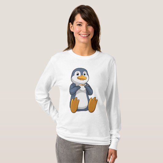 Pinguin mit Kaffee-Cup T-Shirt (Vorne ganz)