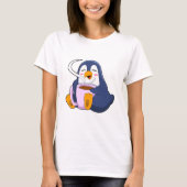 Pinguin mit Kaffee-Cup T-Shirt (Vorderseite)