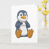 Pinguin mit Kaffeetasse Karte (Gelbe Blume)