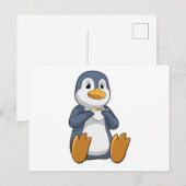 Pinguin mit Kaffeetasse Postkarte (Vorne/Hinten)