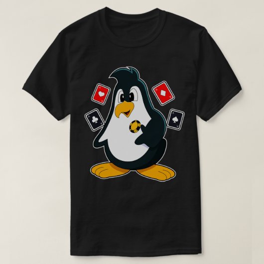 Pinguin mit Karten 1 T-Shirt (Design vorne)