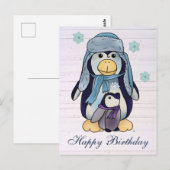 Pinguin mit Kind Postkarte (Vorne/Hinten)