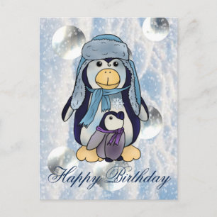 Pinguin mit Kind Postkarte