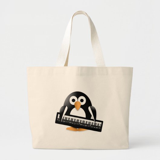 Pinguin mit Klavier Jumbo Stoffbeutel (Vorne)