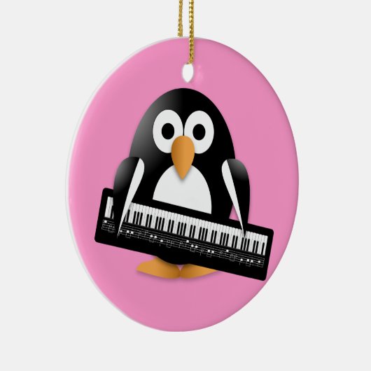 Pinguin mit Klavier Keramik Ornament (Rechts)