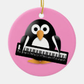 Pinguin mit Klavier Keramik Ornament (Vorne)