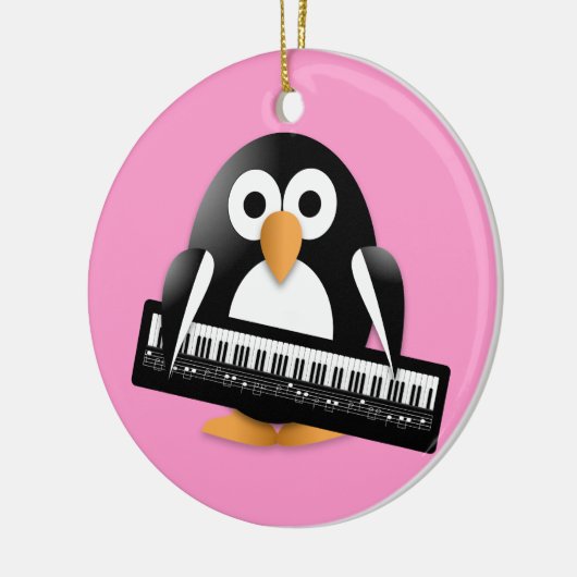 Pinguin mit Klavier Keramik Ornament (Links)