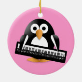 Pinguin mit Klavier Keramik Ornament (Hinten)