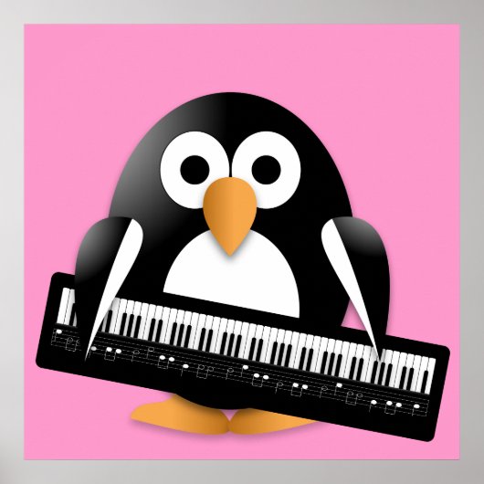 Pinguin mit Klavier Poster (Vorne)