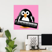 Pinguin mit Klavier Poster (Heimbüro)