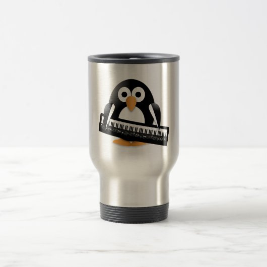 Pinguin mit Klavier Reisebecher (Mittel)