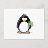 Pinguin mit Kleeblatt Postkarte (Vorderseite)
