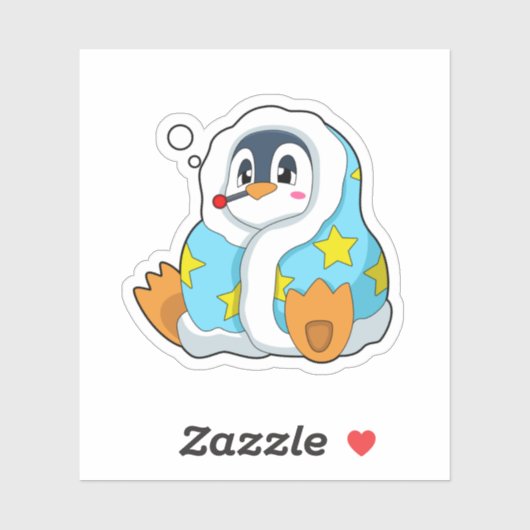 Pinguin mit klinischem Thermometer Aufkleber (Blatt)