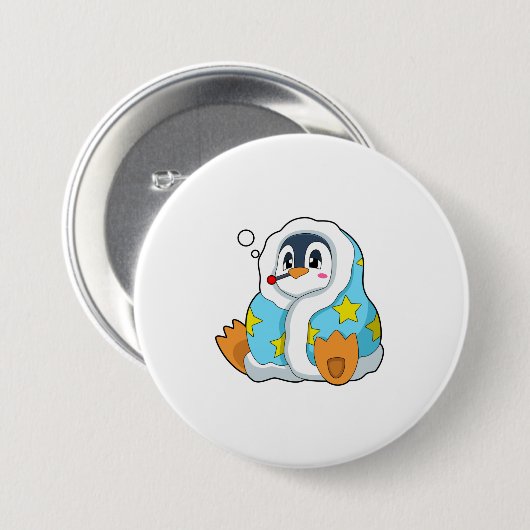 Pinguin mit klinischem Thermometer Button (Vorne & Hinten)