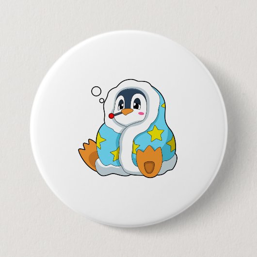 Pinguin mit klinischem Thermometer Button (Vorderseite)