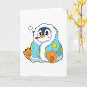 Pinguin mit klinischem Thermometer Karte (Gelbe Blume)