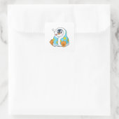 Pinguin mit klinischem Thermometer Quadratischer Aufkleber (Tasche)