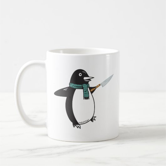 Pinguin mit Knife-T - Shirt Kaffeetasse (Links)