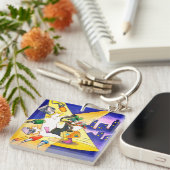 Pinguin mit Koffer Acryl Schlüsselanhänger (Vorderseite rechts)