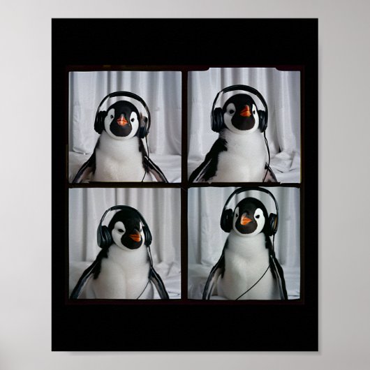 Pinguin mit Kopfhörer Autismus sensorischer Zoo Pi Poster (Vorne)