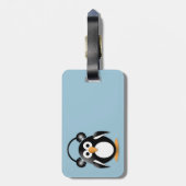 Pinguin mit Kopfhörern Gepäckanhänger (Rückseite vertikal)