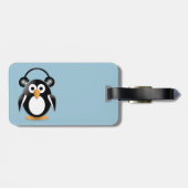 Pinguin mit Kopfhörern Gepäckanhänger (Rückseite horizontal)