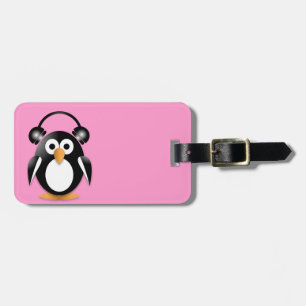 Pinguin mit Kopfhörern Gepäckanhänger