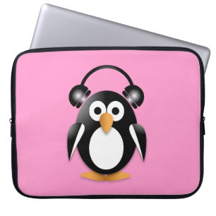 Pinguin mit Kopfhörern Laptopschutzhülle