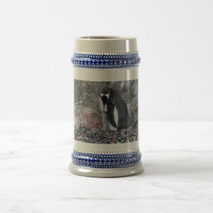 Pinguin mit Küken Bierglas