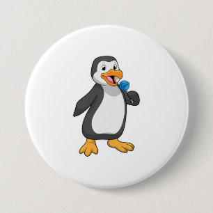 Pinguin mit Lollipop-Süßigkeiten Button