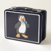 Pinguin mit Lollipop-Süßigkeiten Metall Brotdose (Rückseite)