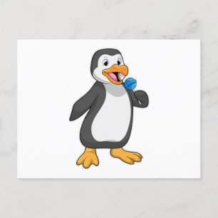Pinguin mit Lollipop-Süßigkeiten Postkarte