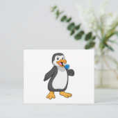 Pinguin mit Lollipop-Süßigkeiten Postkarte (Stehend Vorderseite)