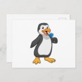 Pinguin mit Lollipop-Süßigkeiten Postkarte (Vorne/Hinten)