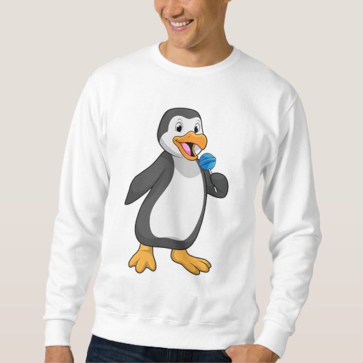 Pinguin mit Lollipop-Süßigkeiten Sweatshirt (Vorderseite)