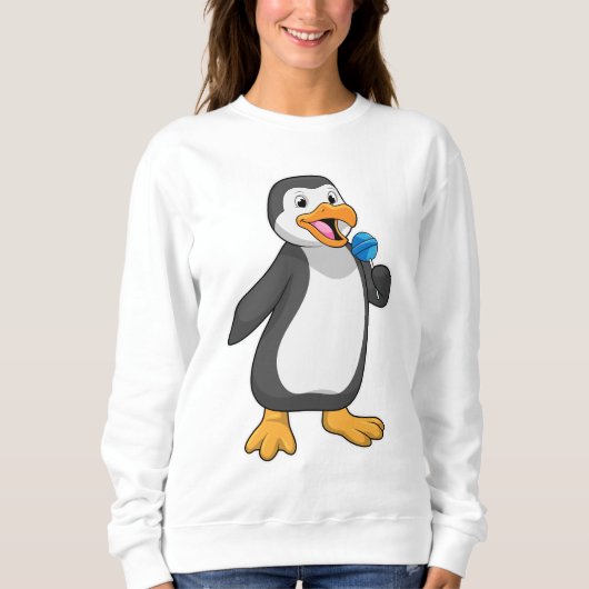 Pinguin mit Lollipop-Süßigkeiten Sweatshirt (Vorderseite)